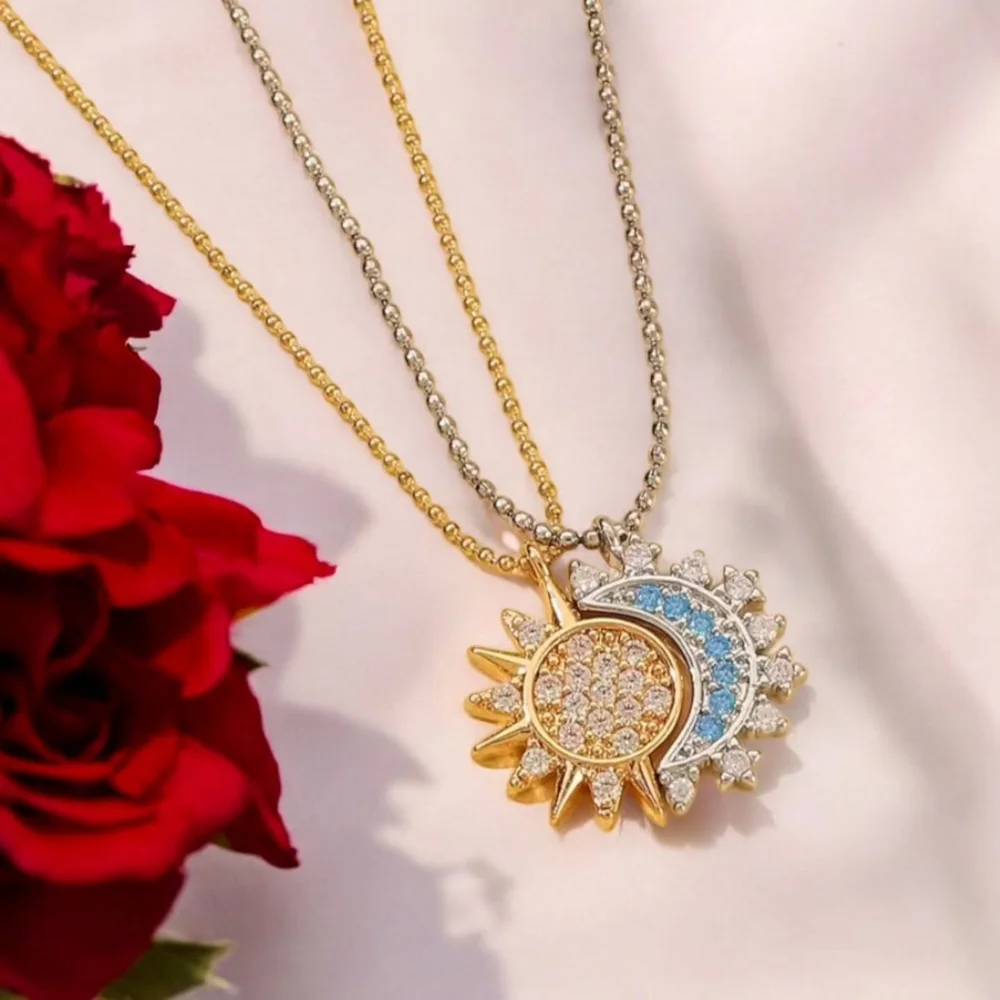 Collar Sol y Luna Eclipse Bañados en Oro + Caja Premium Gratis✨👑 1