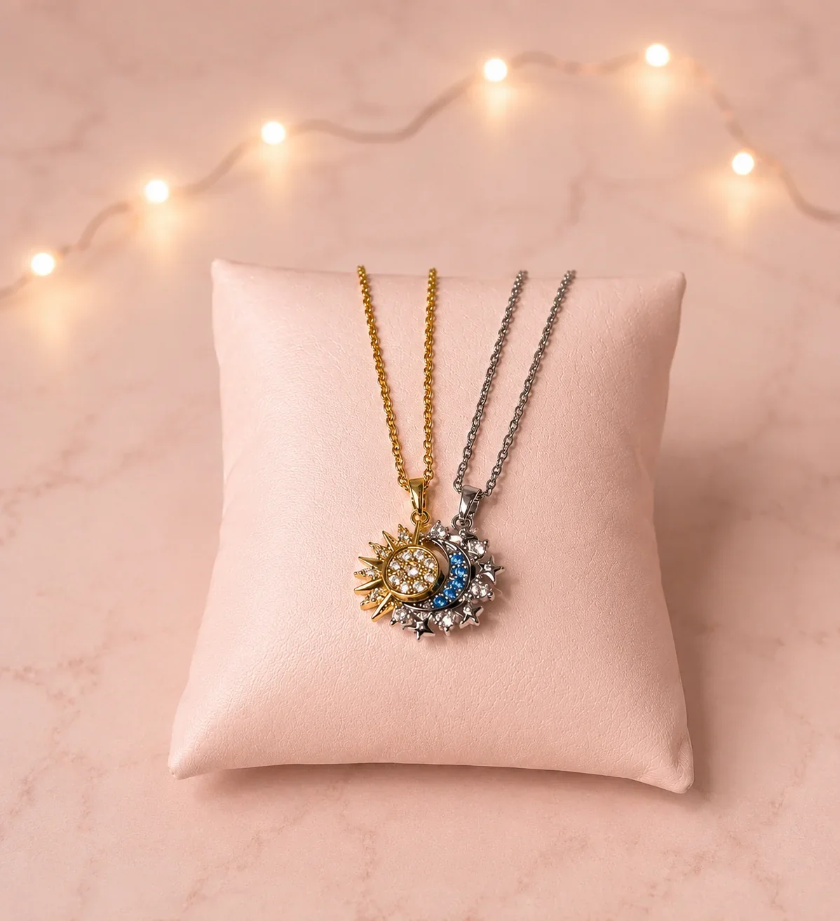 Collar Sol y Luna Eclipse Bañados en Oro + Caja Premium Gratis✨👑 2