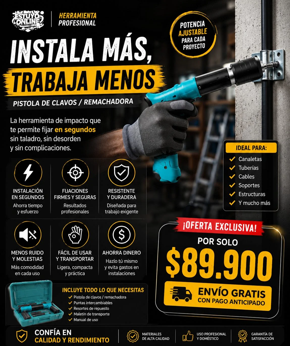 PISTOLA REMACHADORA DE CLAVOS