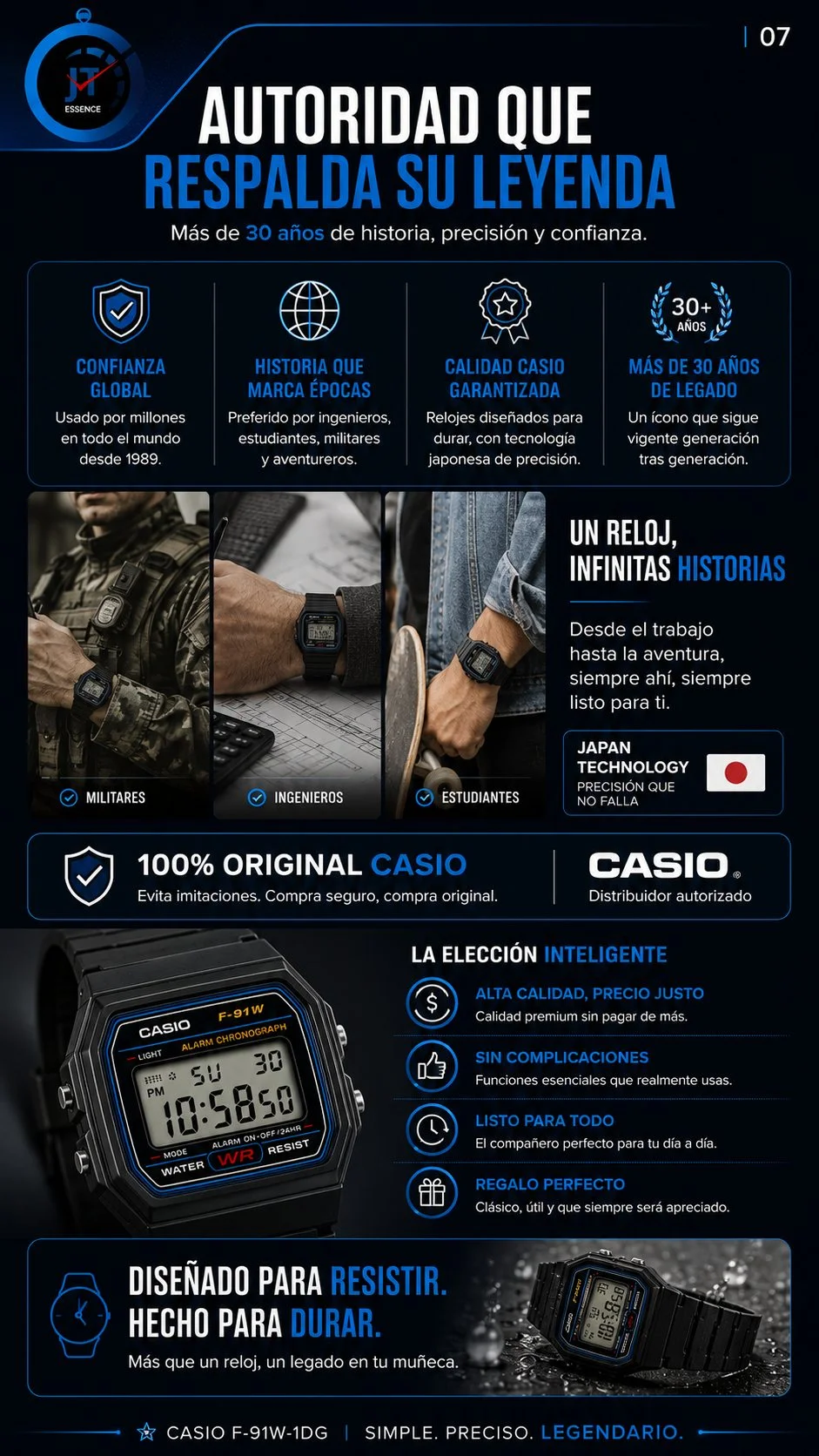 Reloj Casio F91W-1DG 7