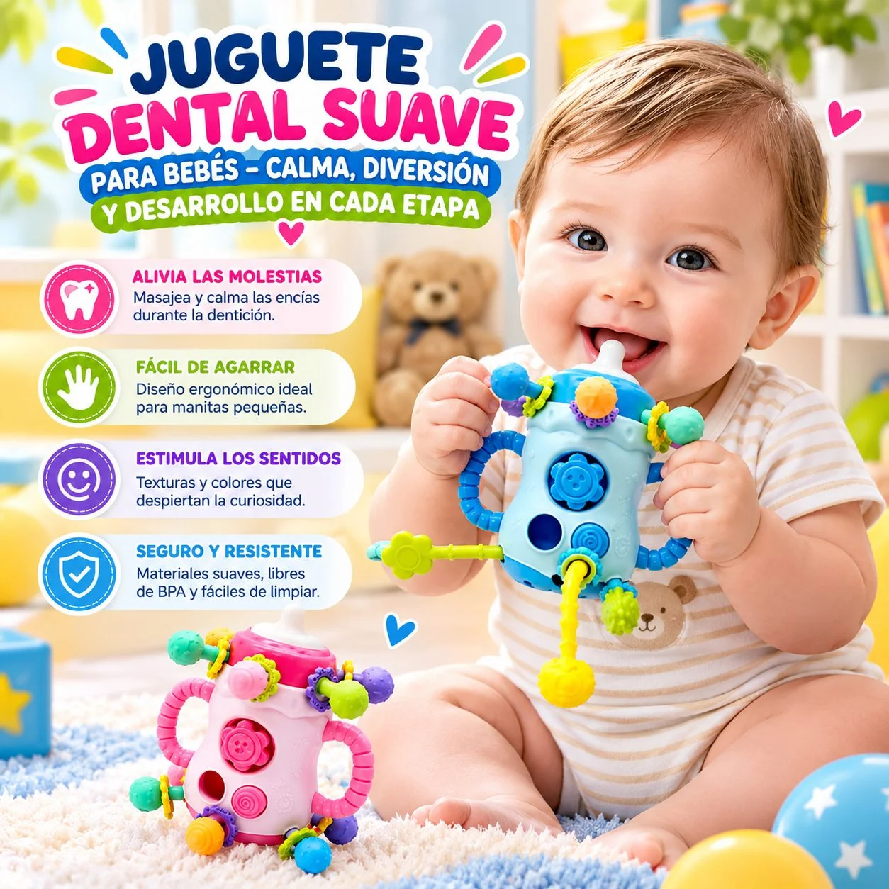 👶 Juguete Mordedor Didáctico para Bebé