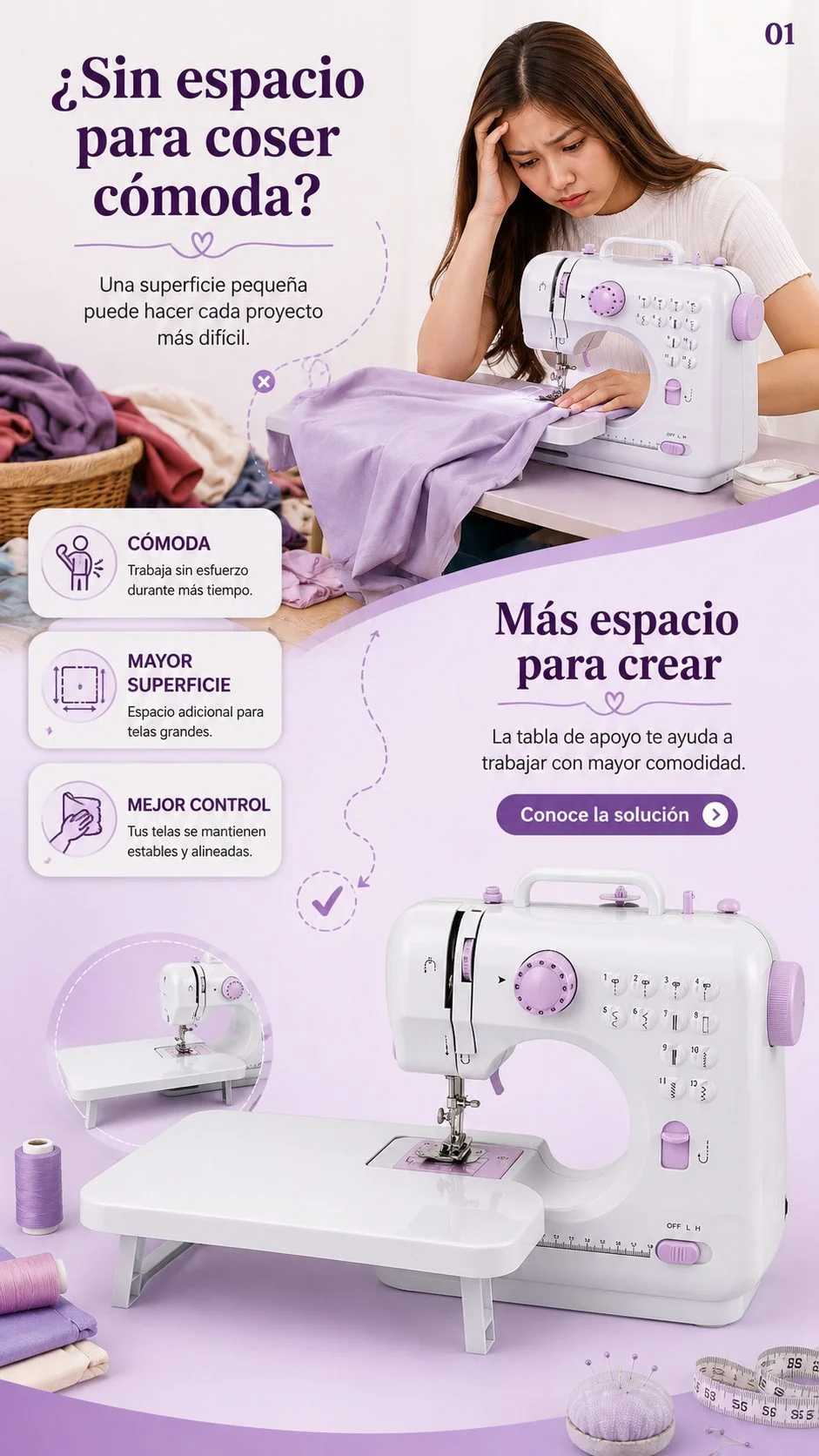 Maquina de Coser con Mesa de Apoyo