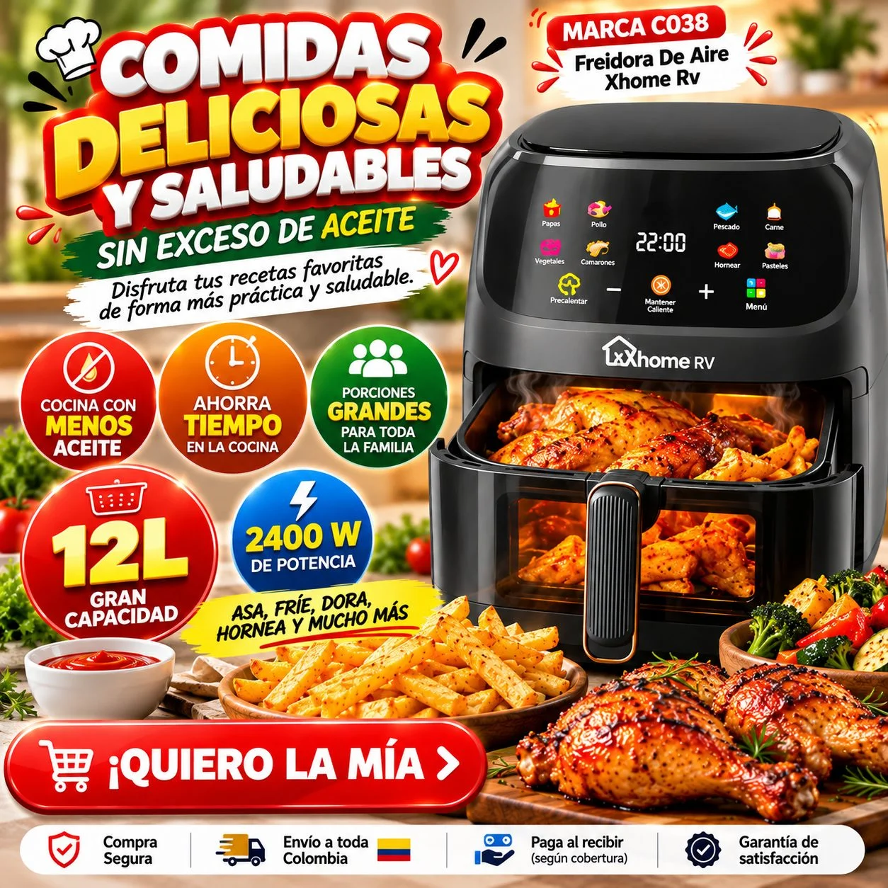 C038 Freidora De Aire Xhome Rv 12 Lt 1