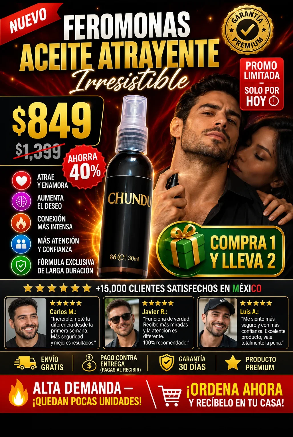 Feromonas Aceite Atrayente Irresistible Premium Garantizado