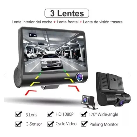 Cámara 3 en 1 para carro con pantalla