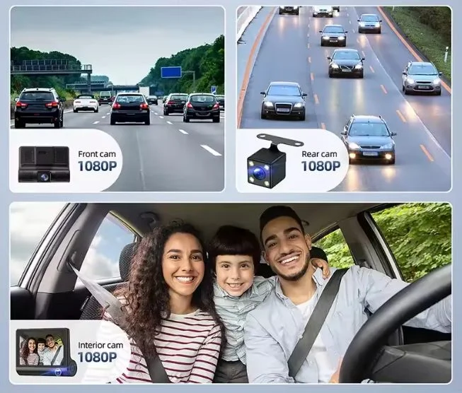 Cámara 3 en 1 para carro con pantalla