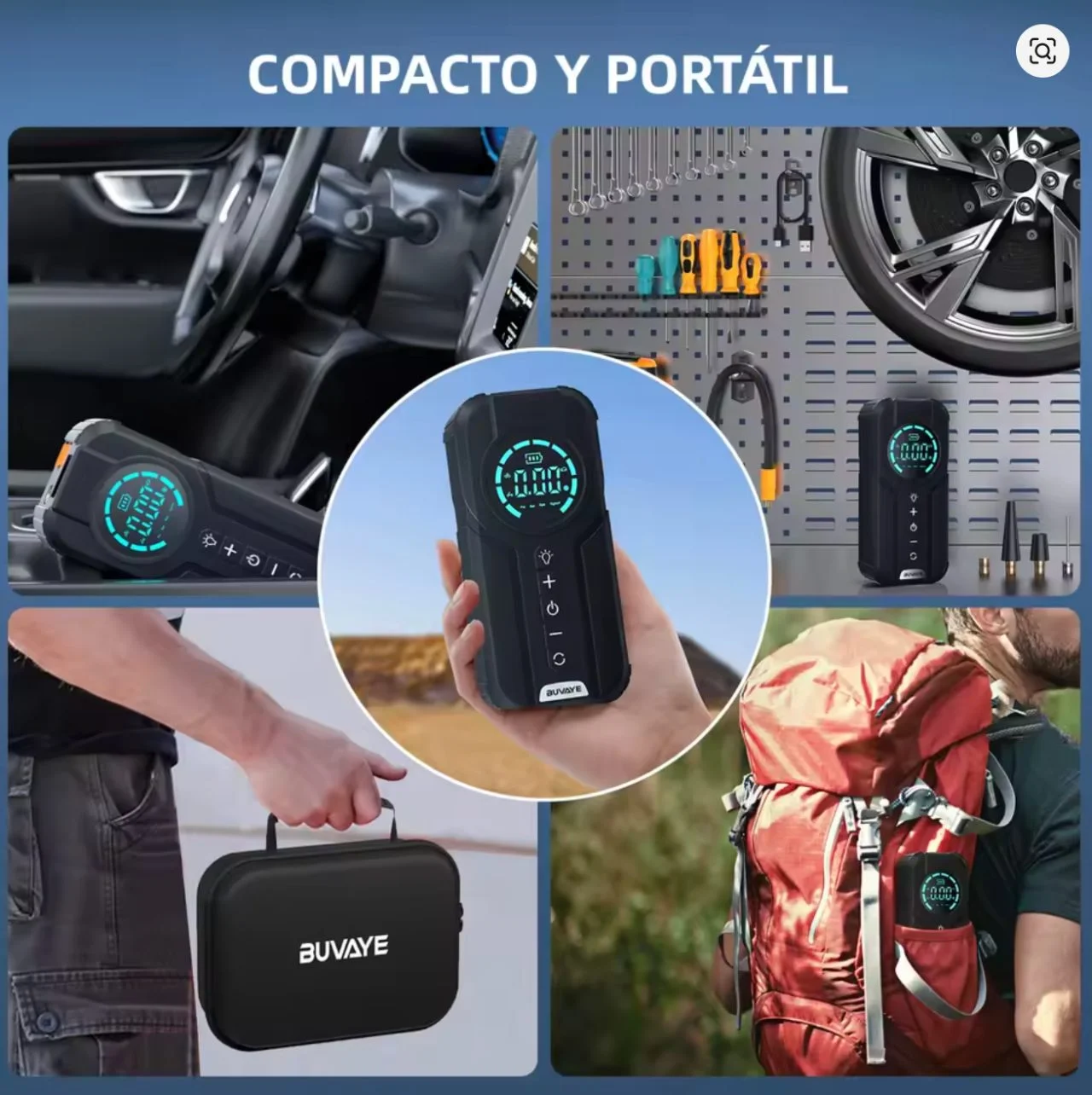 Arrancador Portátil de Batería + Compresor de Aire 2 en 1  6