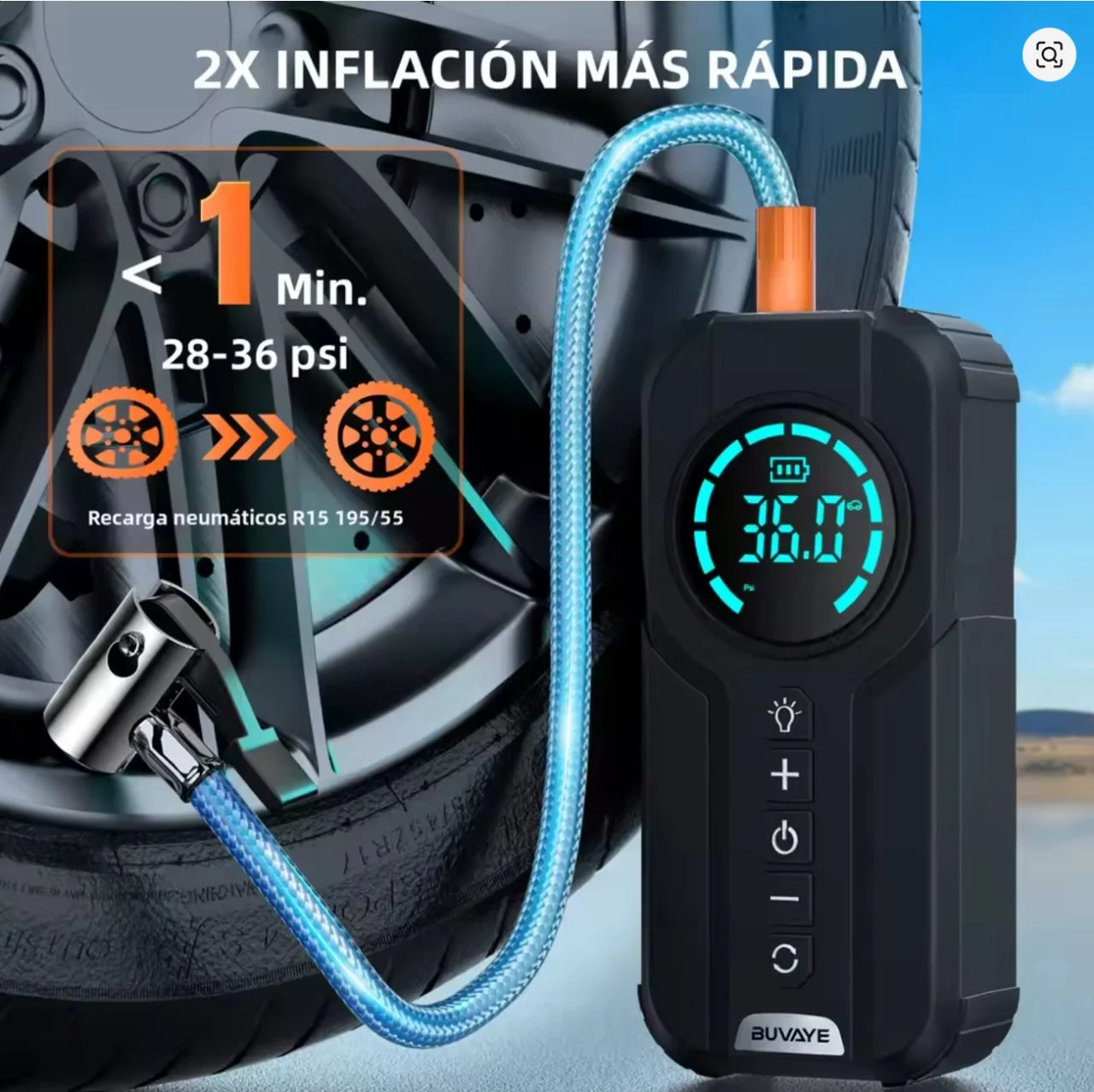 Arrancador Portátil de Batería + Compresor de Aire 2 en 1  3