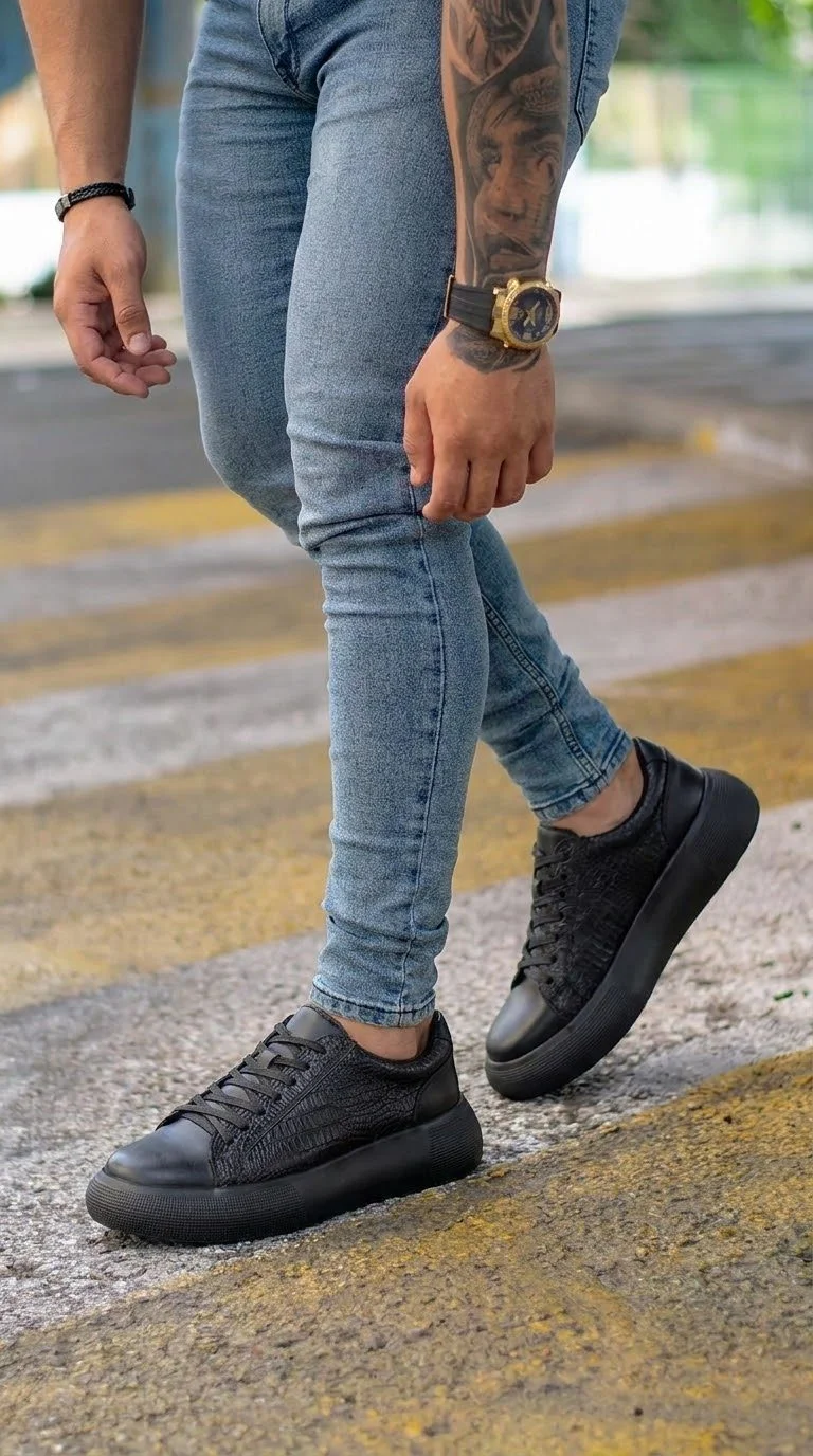 CROCO todo negro con jean azul