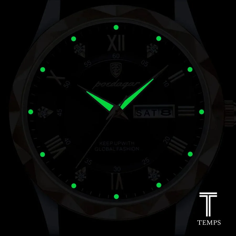 Marcadores luminosos del reloj en la oscuridad