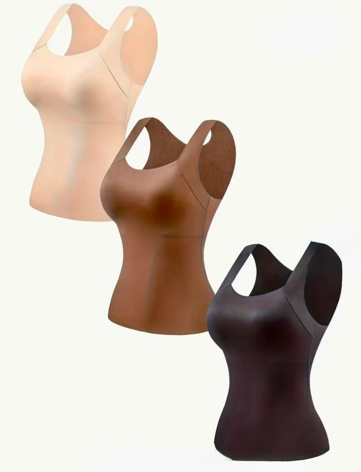 Camisilla moldeadora con copa en beige, cocoa y negro