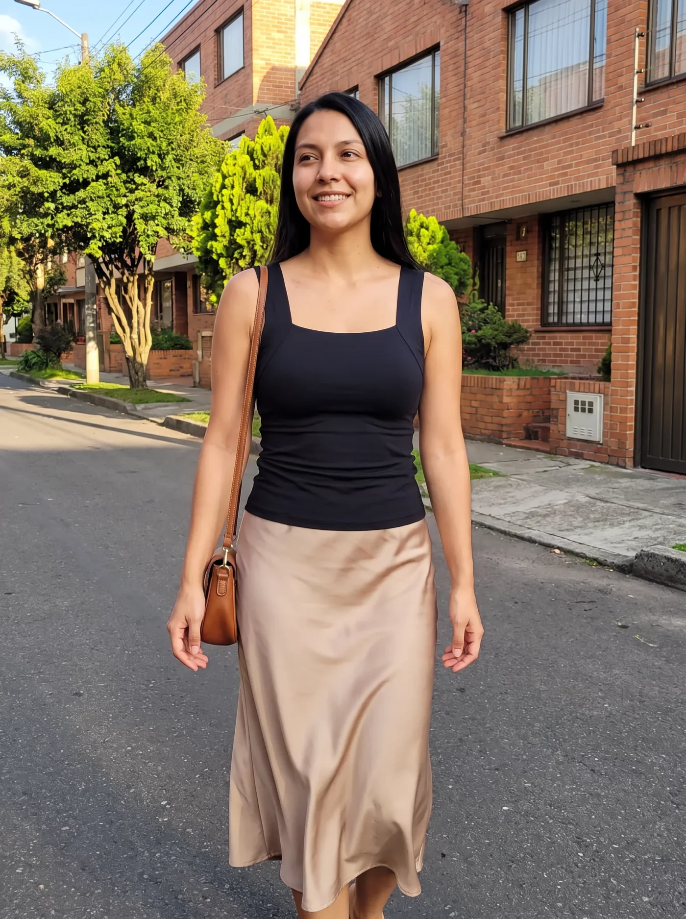 Camisilla negra sola con falda larga