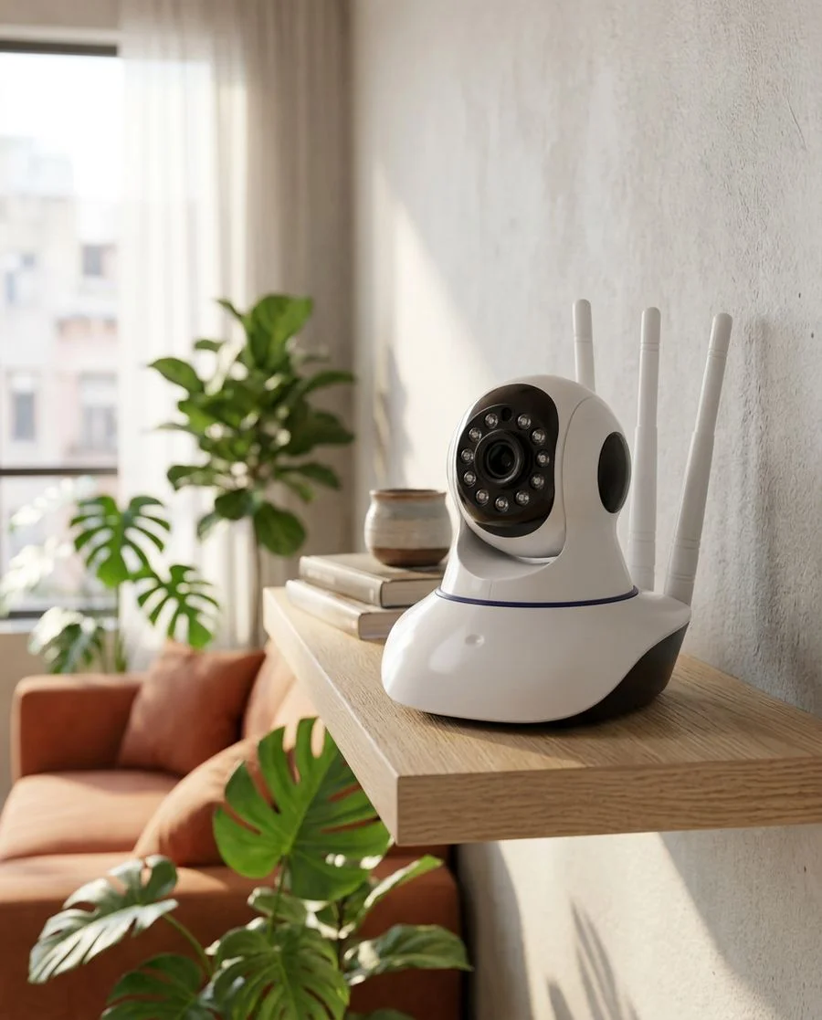 Cámara WiFi en un mueble de la sala