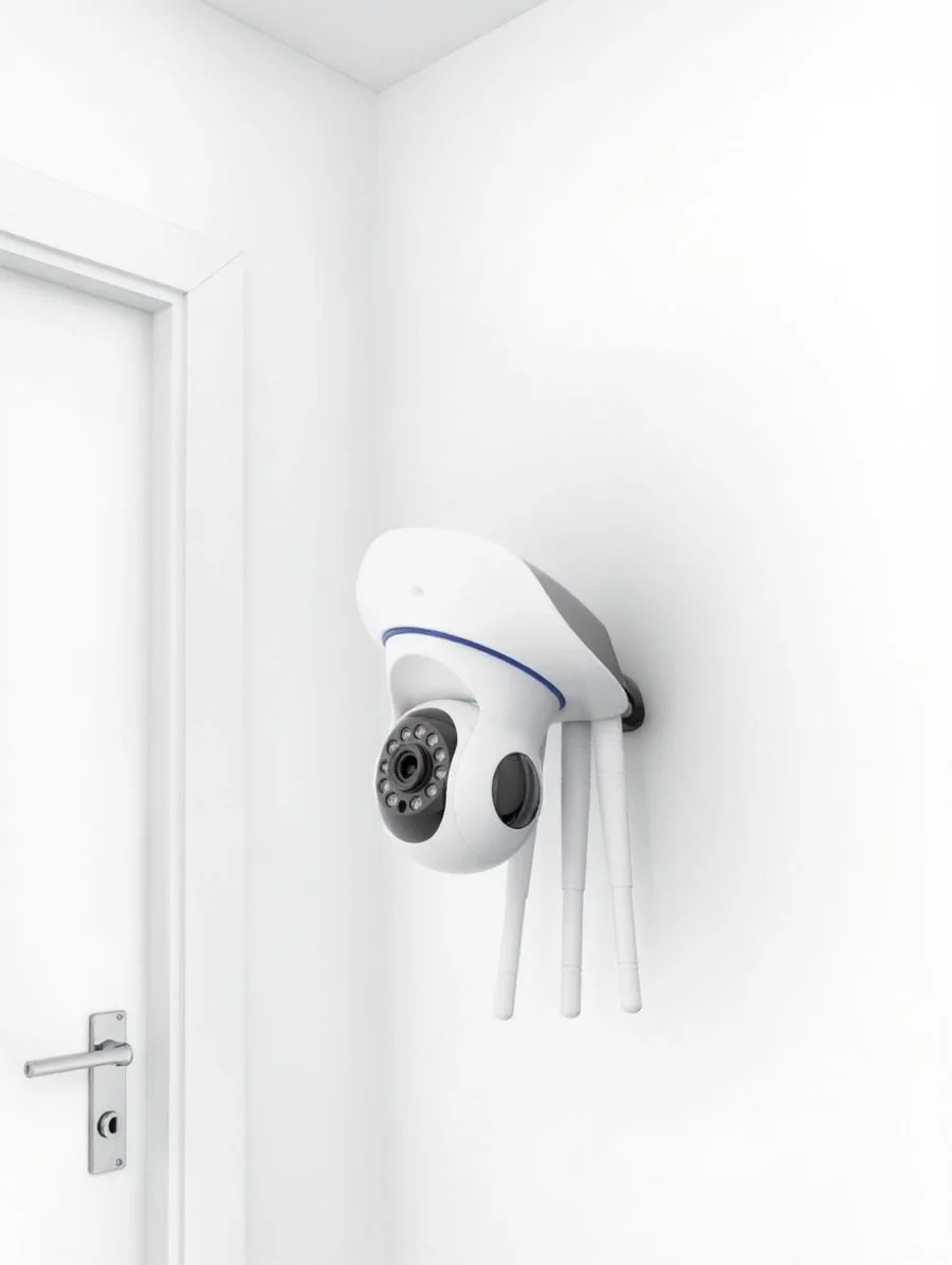 Cámara WiFi instalada en la pared