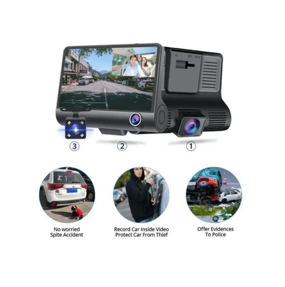 Cámara DVR de 3 lentes